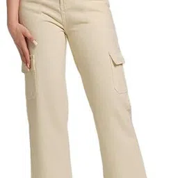 globenaut Women Jogger Fit Mid Rise Beige Jeans image 1