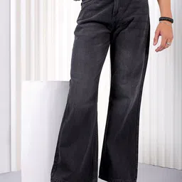 the indian garage co. Men Boot-Leg Mid Rise Black Jeans image 1