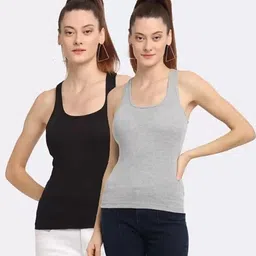 clumskki Women Black, Grey Tank Top/Vest-picture-24