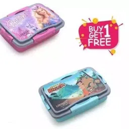 henny CHHOTA BHEEM+BARBIE PRINCES Kids Lock &Fit Lunch Box Spoon & Fork,Buy 1Get1 Free 2 Containers Lunch Box-picture-25