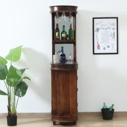 woodsworth from pepperfry Naagin Sheesham Wood Bar Cabinet in Provincial Teak Finish image 2