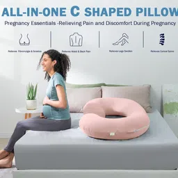 foodie puppies Polyester Fibre Pregnancy Pillow Pack of 1 Nature C Shape Maternity Sleeping Long Pillow for Pregnant Lady Full Body Support image 3