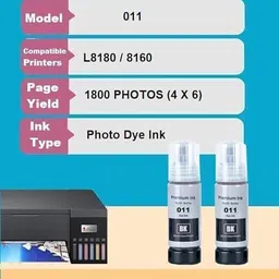 tequo High Quality 011 Twin Black Inktoner (70ml X Pack of-2) Black - Twin Pack Ink Toner image 2