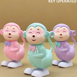 toyco Wind Up Key Operated Jumping Monkey Toys Set with 360 degree Rotating Head-picture-10