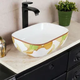 solano Premium Quality Attractive Ceramic Glossy Art Basin For Bathrooms & Living Room AR-03 [18 x 13 x 5]INCH Table Top Basin-picture-15