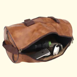 crossbow 30 L Gym Duffel Bag - Stylish Leather Look Light wieght High Quality Gym For Men & Women - Orange image 5