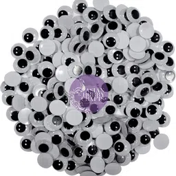 asian hobby crafts Googly Moving Eyes, Black/White (200 Pieces, 8mm) image 1