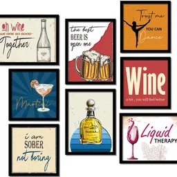 kotart Bar Quotes Frames - KItchen Wall Decor - Wall Posters with Frame for Bar Restaurant Kitchen Wall Frames Set of 8 Design05 Paper Print-picture-24