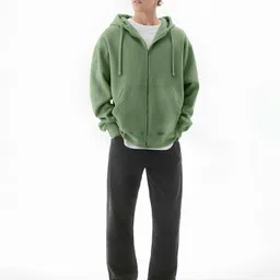 maniac Men Full Sleeve Solid Hooded Sweatshirt image 5