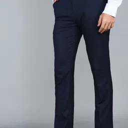 van heusen Men Slim Fit Dark Blue Polyester Trousers image 3