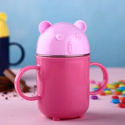 flostrain Plastic Stainless Steel Cartoon Milk Cup with Funny Lid for Kids Children 250 ml Plastic, Stainless Steel Beer Mug-picture-17