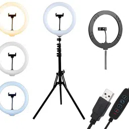 VIJYONICS 10 inch Light with 7 Feet Tripod Stand Ring Flash (White / Black) Flash-picture-24