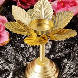 zunishop Iron Flower Tealight Stand / Golden Shiny Finish Flower Tealight 5 Inches Iron 1 - Cup Candle Holder-picture-21