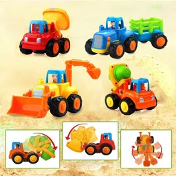 razz bazz Construction Toy Play Set|Excavator, Dumper, Cement Mixer & Tractor Trolly-12-picture-10