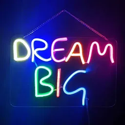 sifty creative Dream Big (W 12 x H 8) Acyrlic & Silicone LED Neon Light (Ice Blue & Yellow) image 2