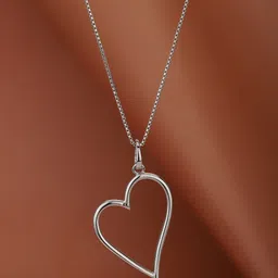 Carlton London 925 Sterling Silver Dangling Heart with Rhodium Plated Pendant with Chain-picture-28