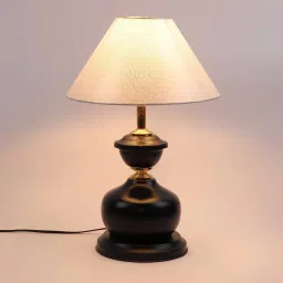 Silver Fabric Shade Table Lamp with Black Base by BrightDaisy image 3