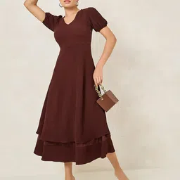 Styli Women V Neck Layered Maxi Dress-picture-34