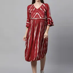 MomToBe Striped Maternity A-Line Midi Nursing Sustainable Dress-picture-15