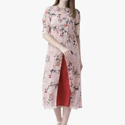 DODO & MOA Boat Neck Floral Georgette A-Line Midi Dress-picture-14