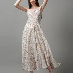 SHOWOFF Women Floral Georgette A-Line Midi Dress-picture-20