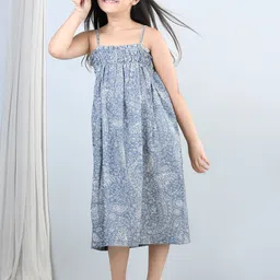 PICCOLO Girls Ethnic Motifs Printed Shoulder Straps Cotton A-Line Midi Dress-picture-19