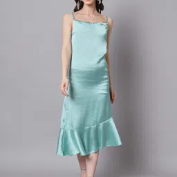 The Dry State Shoulder Straps Ruffled Satin A-Line Midi Dress-image-50