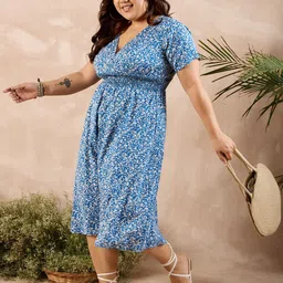 Berrylush Curve Floral Print A-Line Midi Dress image 1