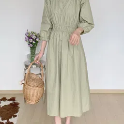 JC Mode Puff Sleeve Shirt Midi Dress-picture-28