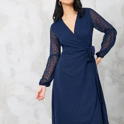 Styli Geometric Printed V-Neck Midi Wrap Dress-picture-19