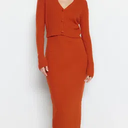 Trendyol Shoulder Sleeveless Straps Pure Acrylic Bodycon Midi Dress image 1