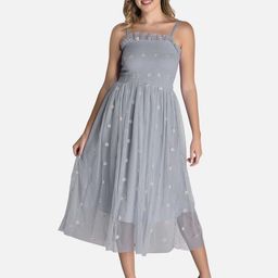 FIMS Embroidered Fit & Flare Net Midi Dress-picture-29