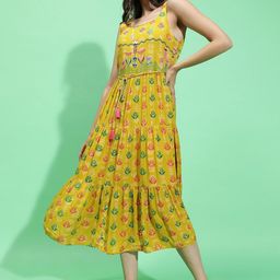 Oxolloxo Women Ethnic Motifs A-line Midi Ethnic Dress-picture-42
