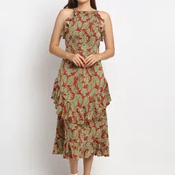 Global Republic Women Tropical Print Sleeveless Fit & Flare Midi Dress-picture-11