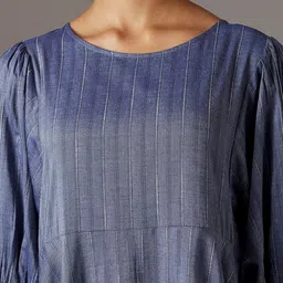 W Blue Striped A-Line Midi Dress image 2