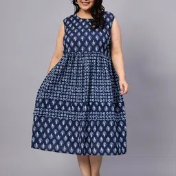 Indietoga  Plus Size Ethnic Motifs Print A-Line Midi Dress image 2