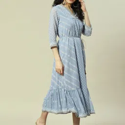 Rangriti Ethnic Motifs Printed A-Line Midi Dress image 3