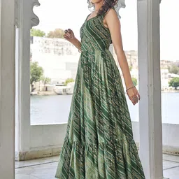 ODD BY Chansi TRENDZ Women Bandhani Printed Fit & Flared Dress image 5