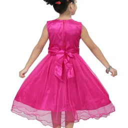 BAESD Girls Floral Self Design Net Fit & Flare Midi Dress image 3