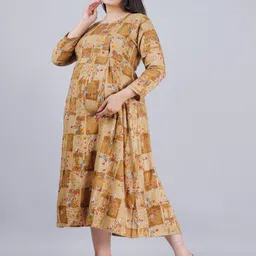 Vastralay Floral Print Maternity A-Line Midi Feeding Dress image 5