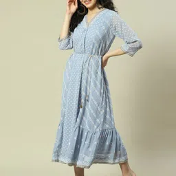 Rangriti Ethnic Motifs Printed A-Line Midi Dress image 4