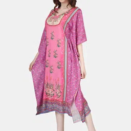 Sukshat Ethnic Motifs Printed Midi Kaftan Dress image 5