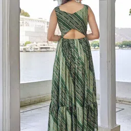 ODD BY Chansi TRENDZ Women Bandhani Printed Fit & Flared Dress image 2
