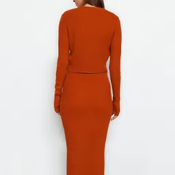 Trendyol Shoulder Sleeveless Straps Pure Acrylic Bodycon Midi Dress image 4