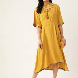 DODO & MOA Orange A-Line Midi Dress image 3