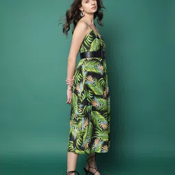 Vero Moda Shoulder Straps Tropical Printed Smocked A-Line Midi Dress-picture-37