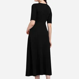 PURVAJA Peach-Coloured Colourblocked Midi Dress image 2