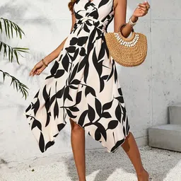 StyleCast Print V-Neck Fit and Flare Midi Dress image 5
