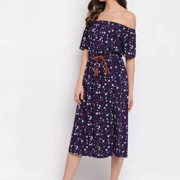 Mayra Floral Printed Off-Shoulder Midi Dress image 4