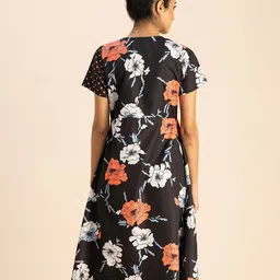 Moomaya Floral Printed V-Neck A-Line Dress image 5